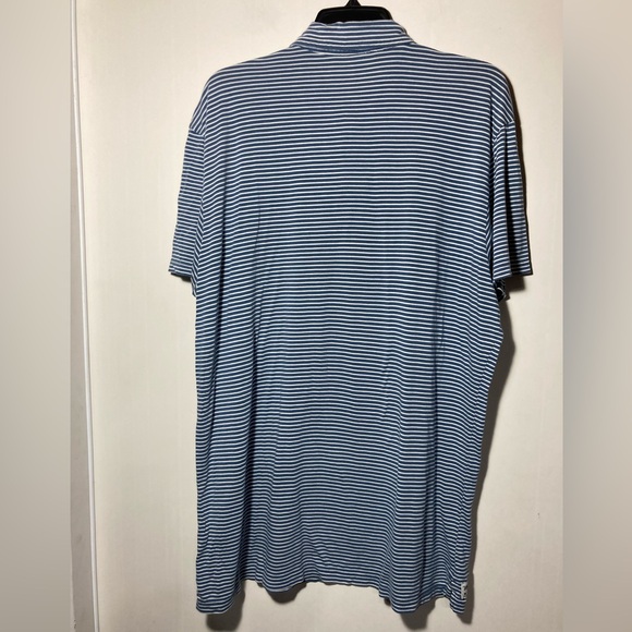 Marine Layer Men’s Short Sleeve Polo Shirt 2 Buttons Navy Stripe Size L/XL - Picture 2 of 11